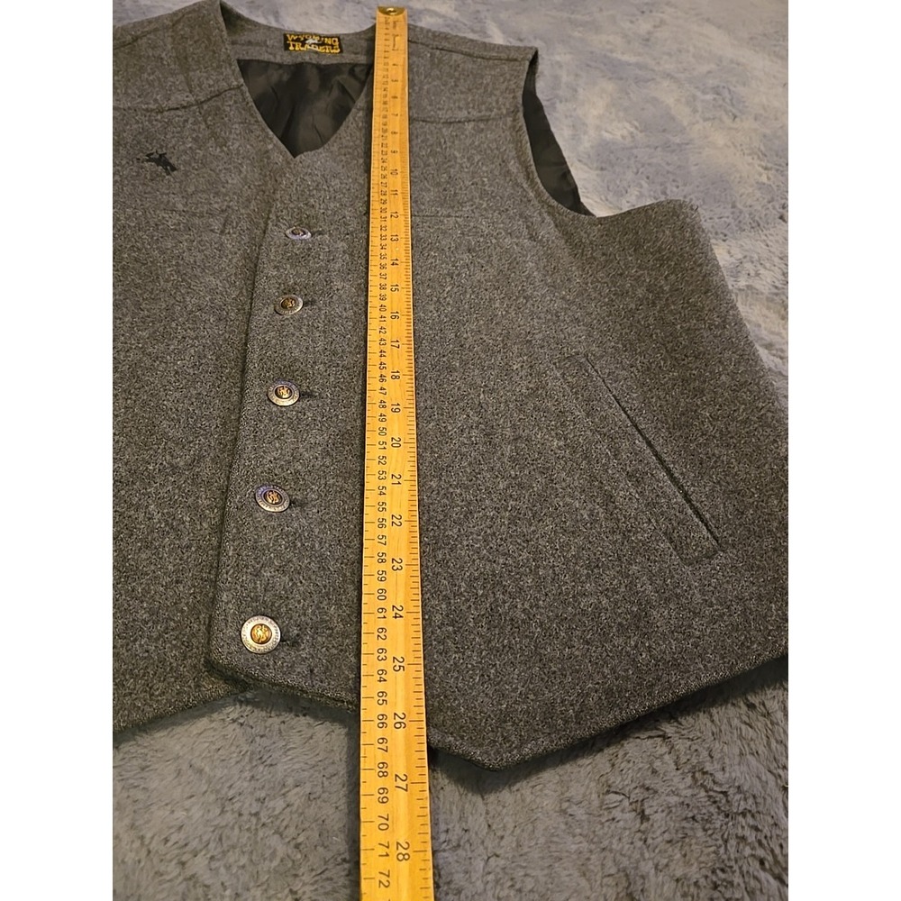 Wyoming Traders Mens L Gray Virgin Wool Western Vest Cowboy Ranch Button Down - Picture 2 of 14
